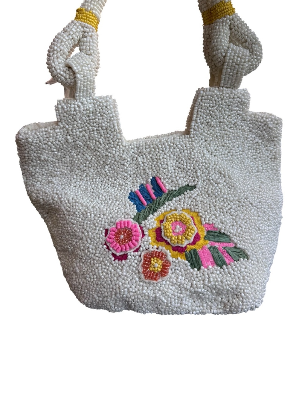 NWT Viral Handcrafted in India Beaded Tropical Parrot Floral Tote Bag - Picture 2 of 12